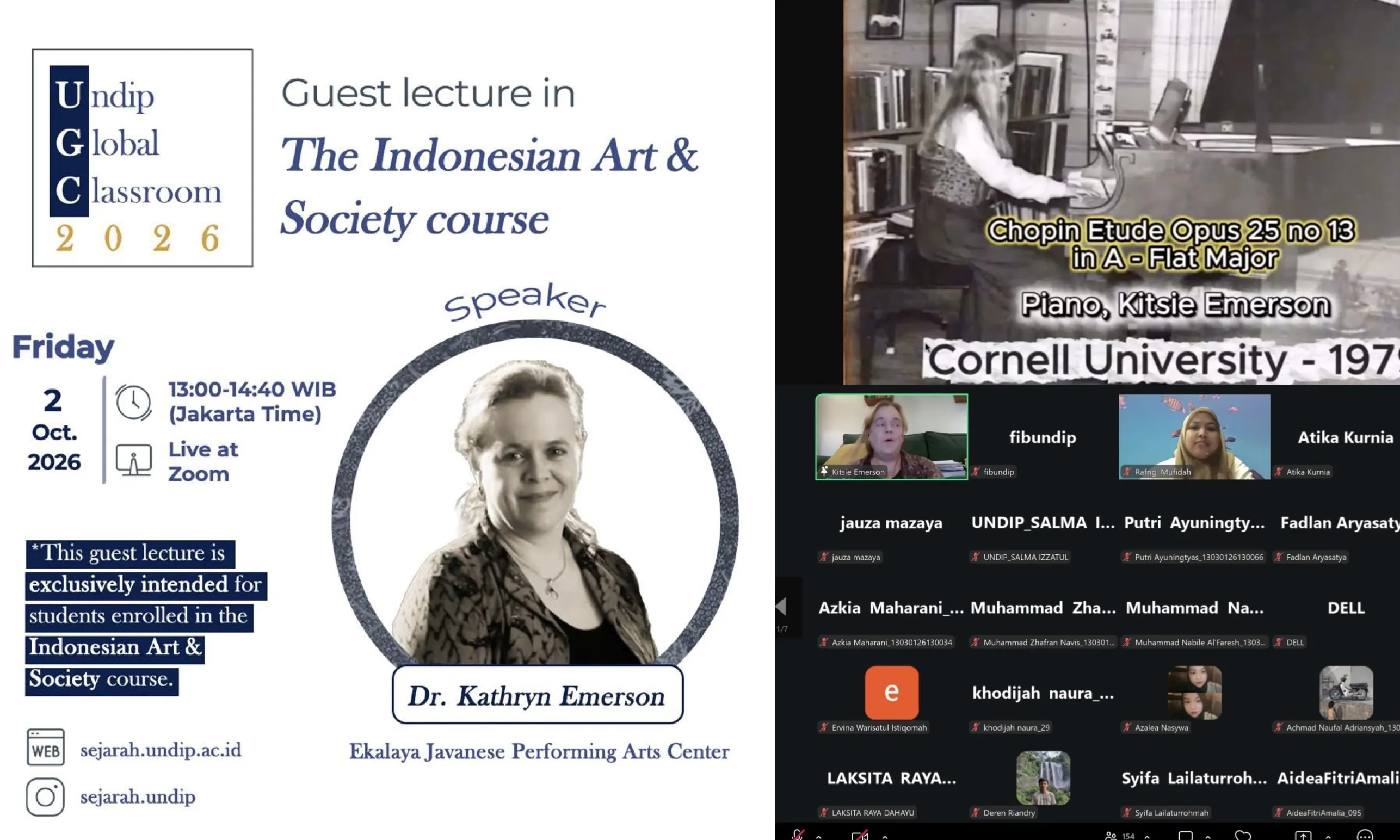 Kegiatan Menarik Belajar Seni Pertunjukan Jawa Bersama Dr. Kathryn Emerson di Undip Global Classroom